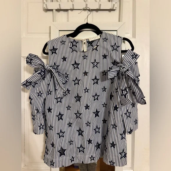 Sandro Navy Star Striped Blouse - Picture 2 of 6